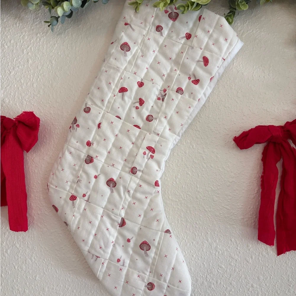 Festive White and Red Holiday Stocking